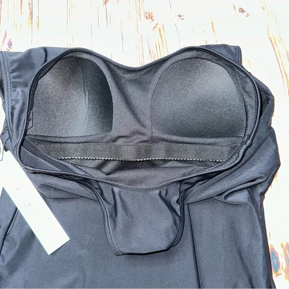 Nwt Nicole Miller Studio Swimsuit W/ Racer Back Black Size Large - Picture 8 of 13